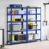 Vidaxl storage racks 2 st 5-layer steel and processed wood blue
