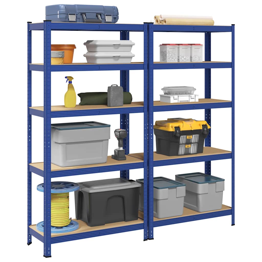 Vidaxl storage racks 2 st 5-layer steel and processed wood blue