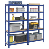Vidaxl storage racks 2 st 5-layer steel and processed wood blue