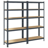 VidaXL 5 layers storage rack 2 pieces of anthracite steel processed wood
