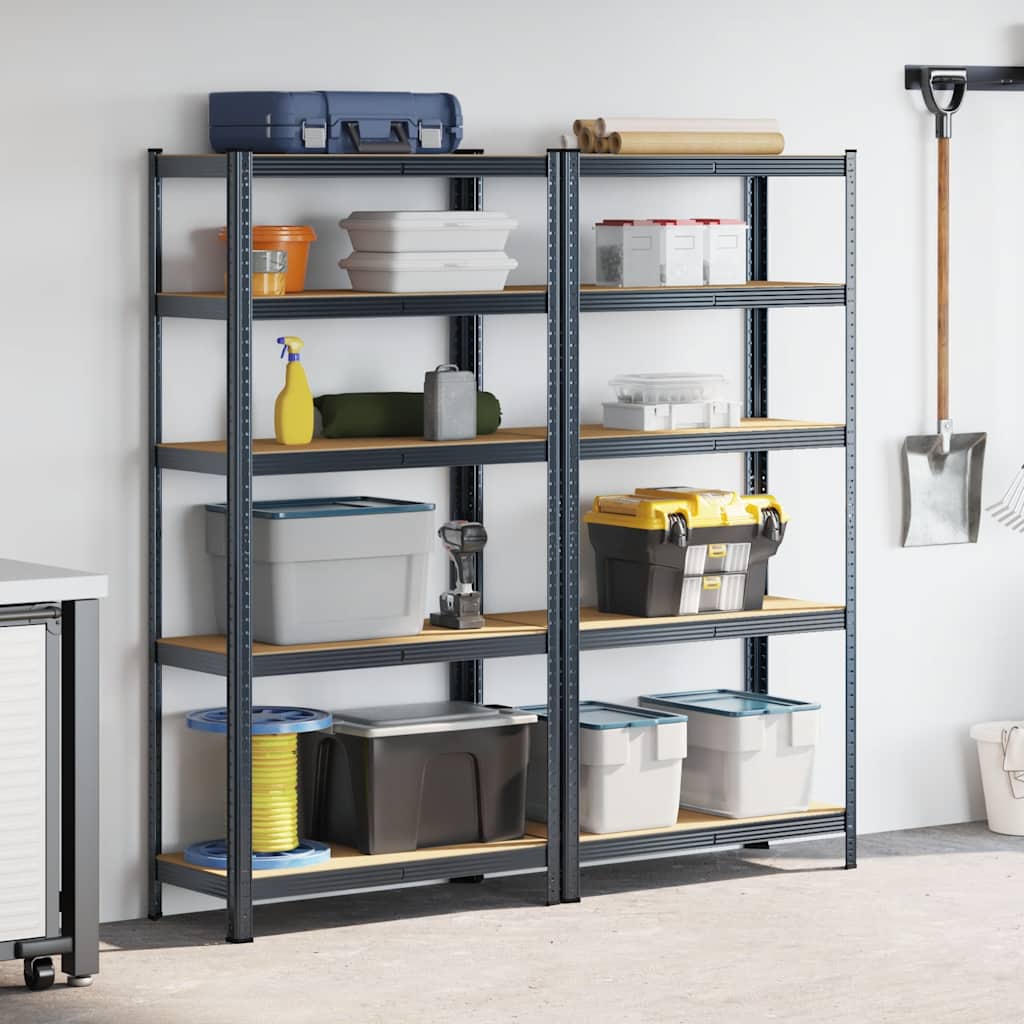 VidaXL 5 layers storage rack 2 pieces of anthracite steel processed wood