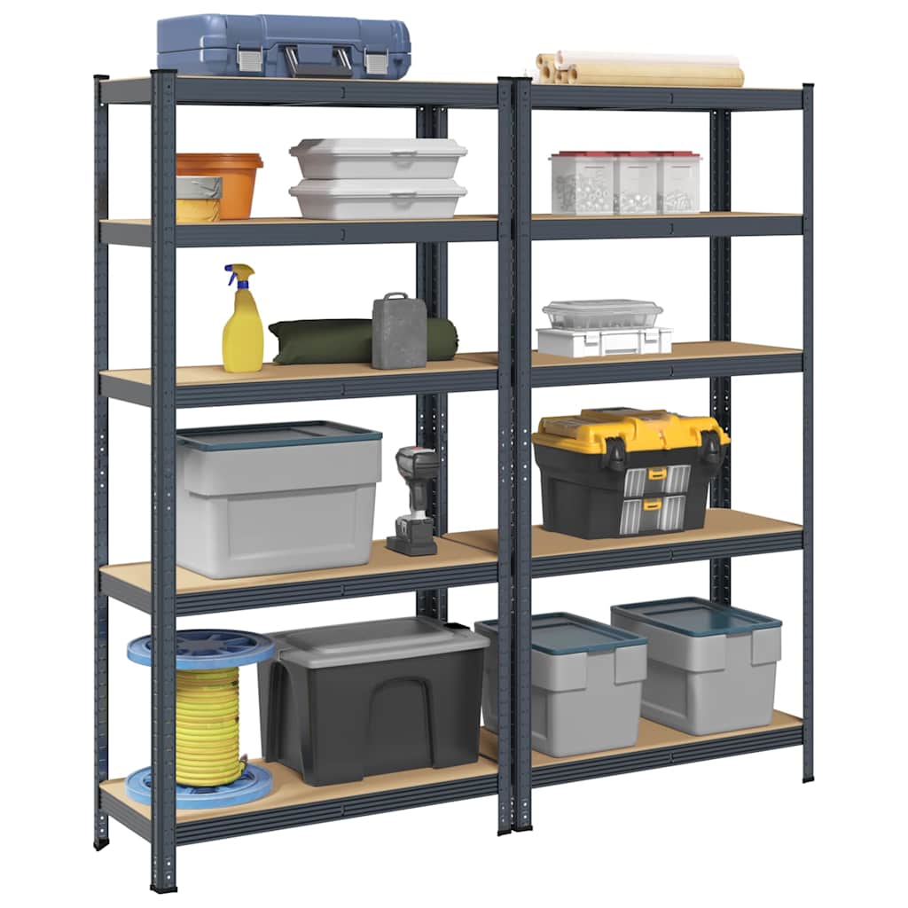 VidaXL 5 layers storage rack 2 pieces of anthracite steel processed wood