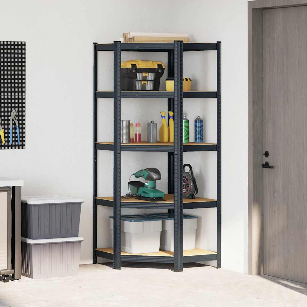VidaXL Hoekrek 5-Layer Steel and processed wood Anthracite-colored