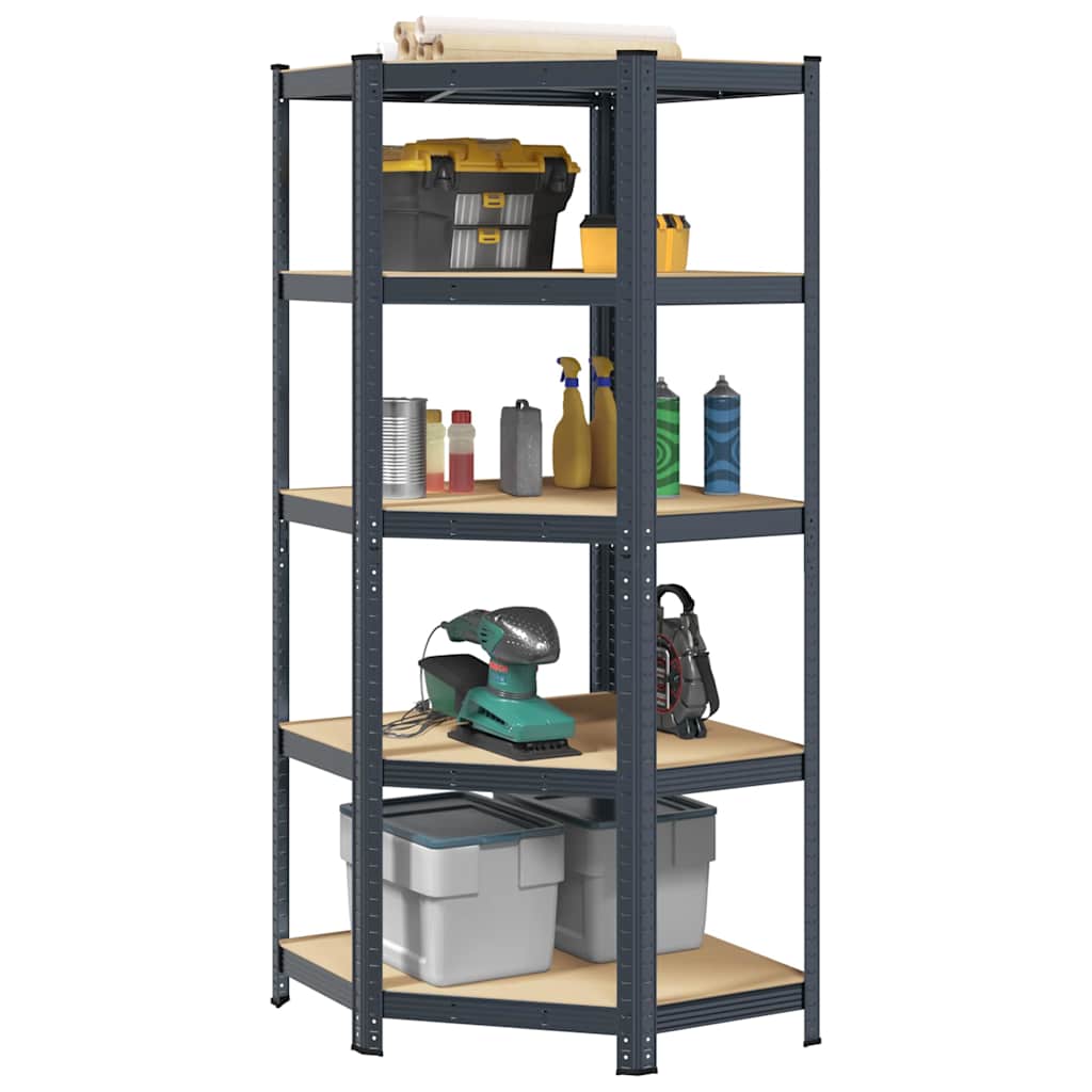 VidaXL Hoekrek 5-Layer Steel and processed wood Anthracite-colored