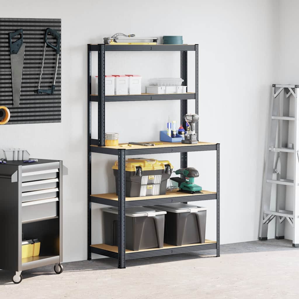 VidaXL Werkafel 5-Layers with shelves Steel processed wood Anthracite