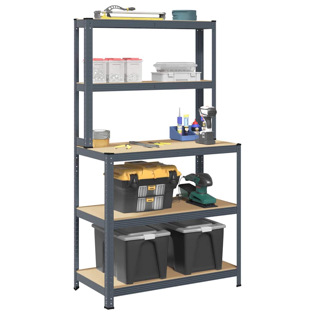 VidaXL Werkafel 5-Layers with shelves Steel processed wood Anthracite