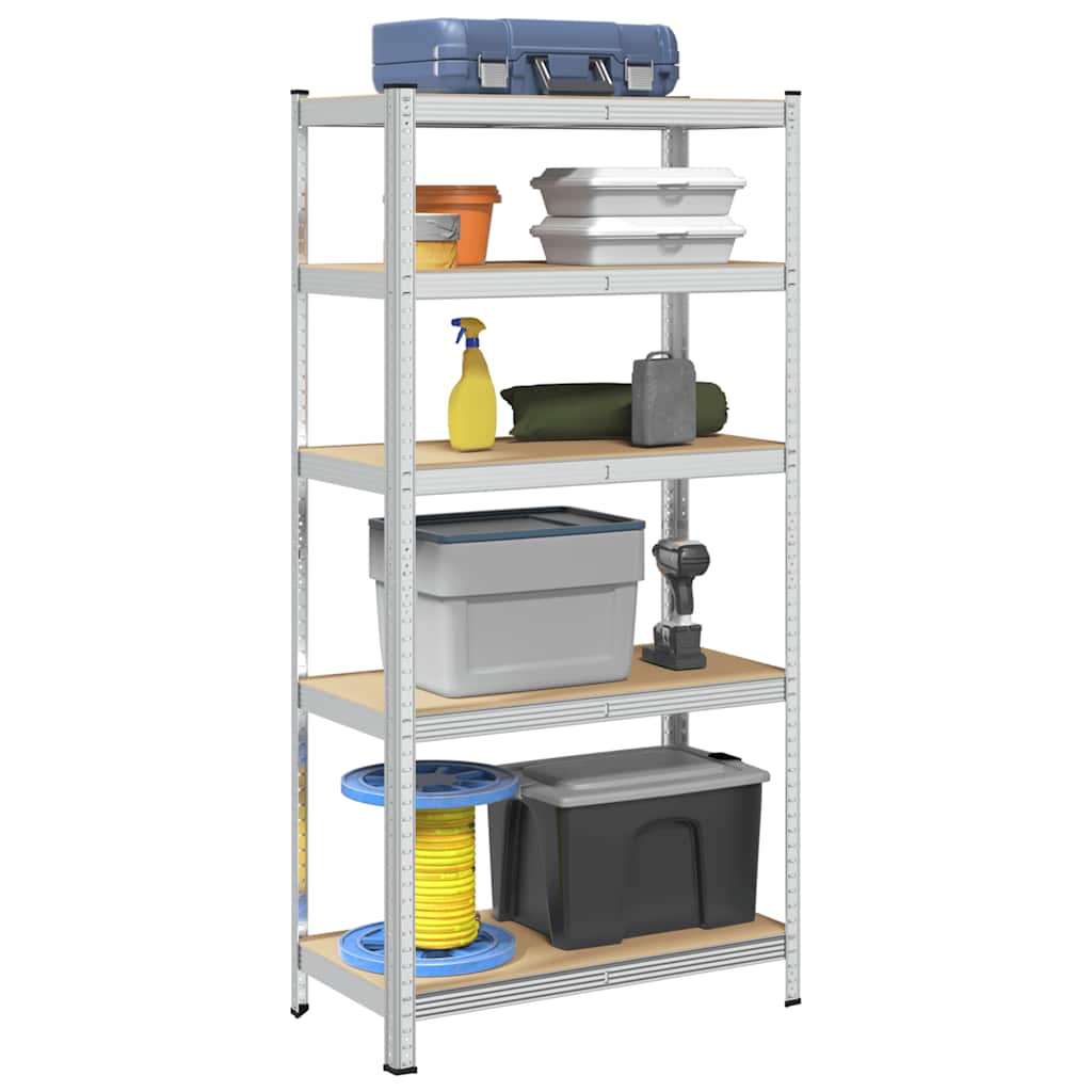 Vidaxl storage rack 5-layer steel and processed wood gray