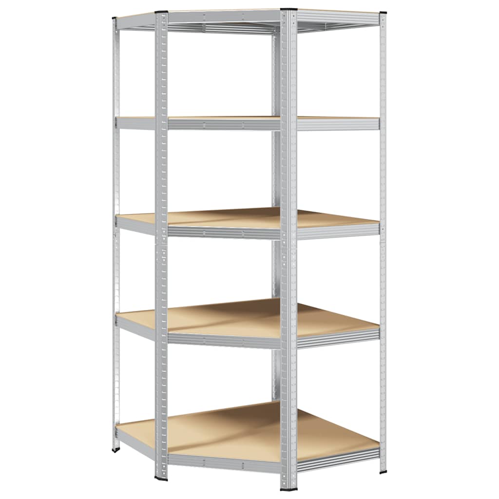 Vidaxl Eckregal 5-layer-Stahl und verarbeitetes Holz Silberfarben