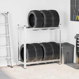 Vidaxl Tire Rack 2-skikt 110x40x109 cm stålsilverfärgad