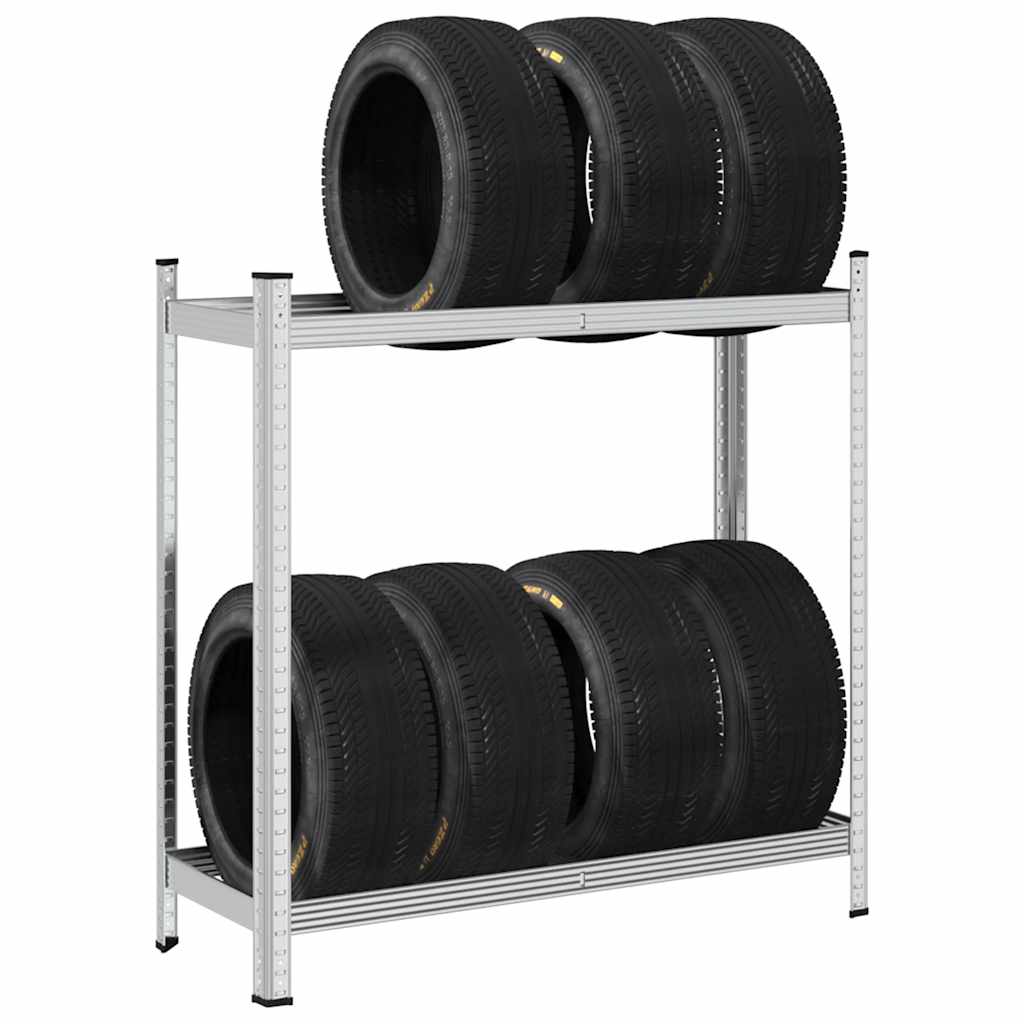 Vidaxl Tire Rack 2-skikt 110x40x109 cm stålsilverfärgad