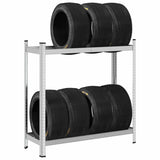 Vidaxl Tire Rack 2-skikt 110x40x109 cm stålsilverfärgad