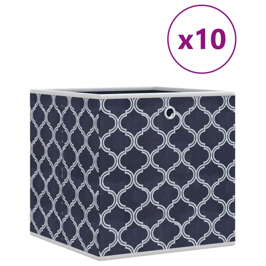 VidaXL Storage boxes 10 pcs foldable 32x32x32 cm Unserted Fabric Blue