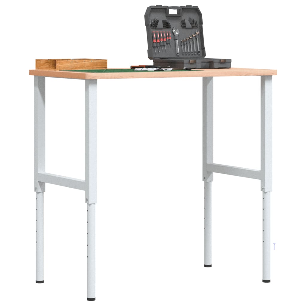 Vidaxl Workbench Rectangular 100x60x (71.5-98) cm Solid beech wood