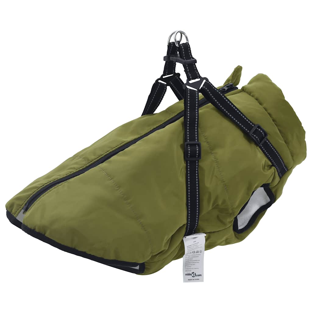 Vidaxl Hond Mantel mat Rüstung waasserdicht reflektiv Arméi gréng l52