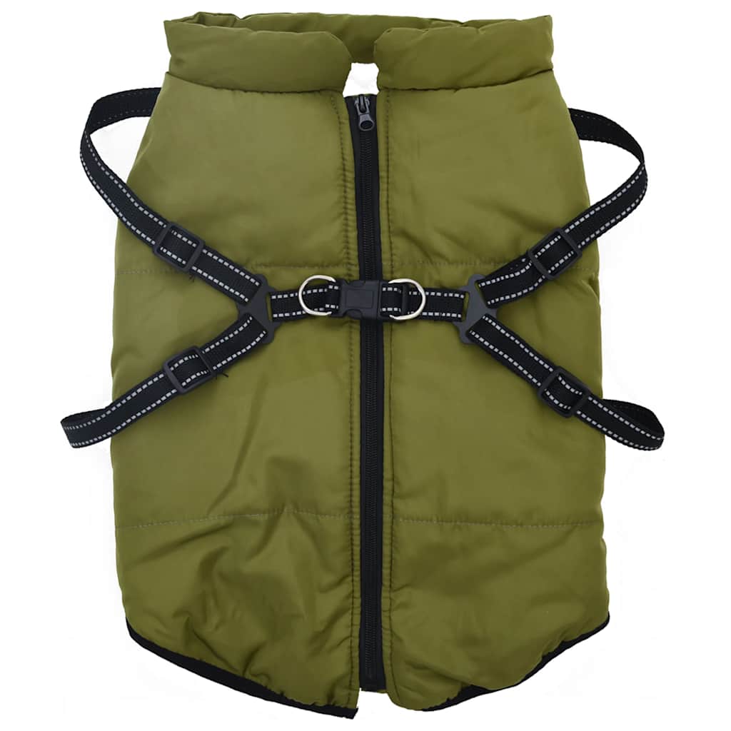 Vidaxl Hond Mantel mat Rüstung waasserdicht reflektiv Arméi gréng l52
