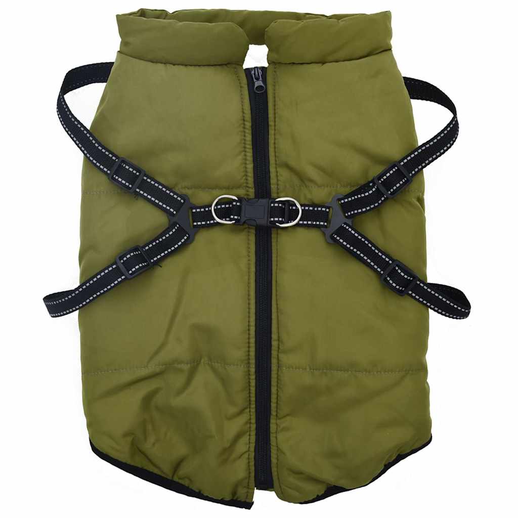 Vidaxl Dog coat with armor waterproof reflective army green L68