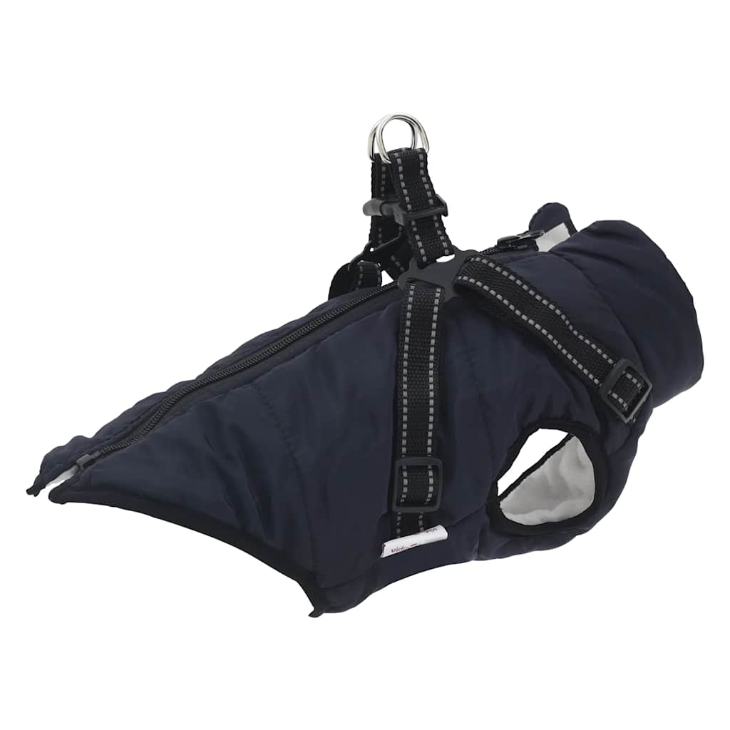 Vidaxl Dog Coat con armatura impermeabile blu navy riflettente L28