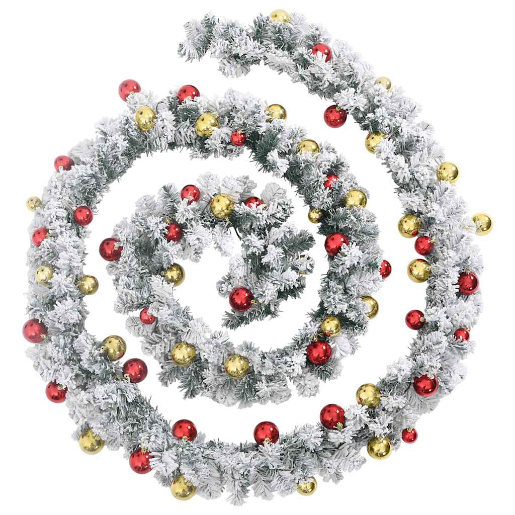 Vidaxl Weihnachtsgirlande mit Weihnachtsbällen und LED -Leuchten 10 m PVC Grün