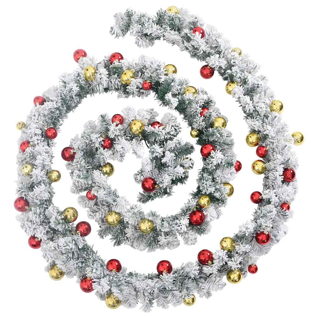 Vidaxl Weihnachtsgirlande mit Weihnachtskugeln und LED -Beleuchtung 20 m PVC Green