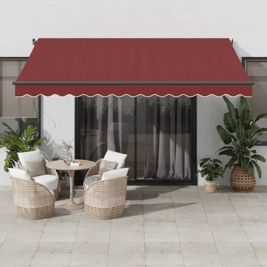 Vidaxl Luifel extensible manuellement avec les LED 400x300 cm Bordeaux rouge