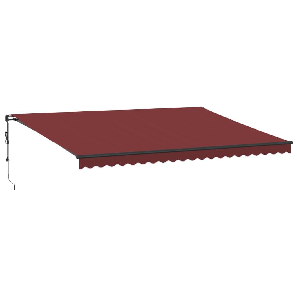Bidaxl Luifel utdragbar automatiskt med lysdioder 500x300 cm Bordeaux