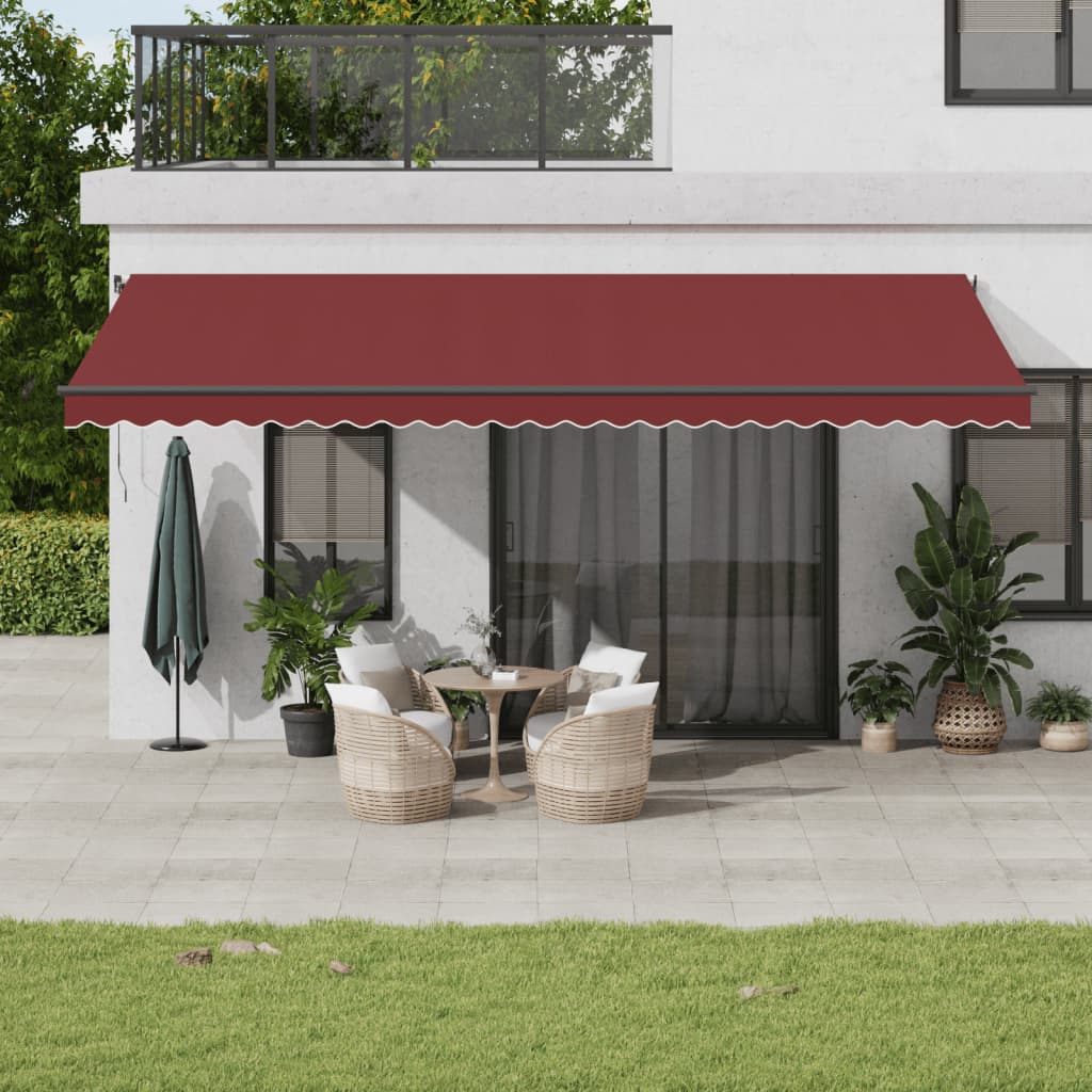 Bidaxl Luifel utdrags automatiskt med lysdioder 600x300 cm Bordeaux
