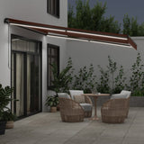 Vidaxl Luifel estendibile manualmente con LED 400x300 cm marrone
