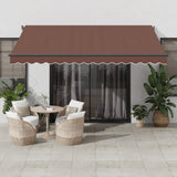 Vidaxl Luifel estendibile manualmente con LED 400x300 cm marrone