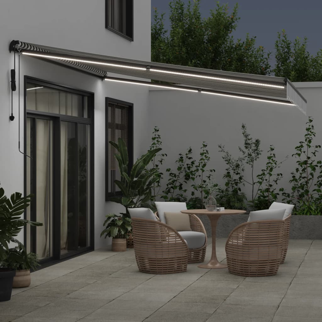 Vidaxl Luifel Automatisk utdragbar LED 400x300 cm Anthracite och vit