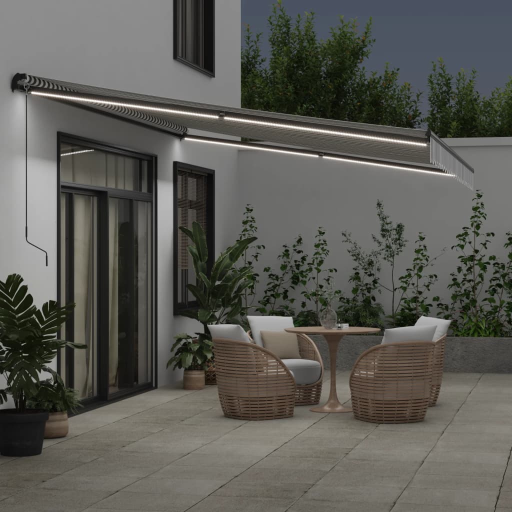 Vidaxl Luifel manually extendable and LED 500x300 cm anthracite and white