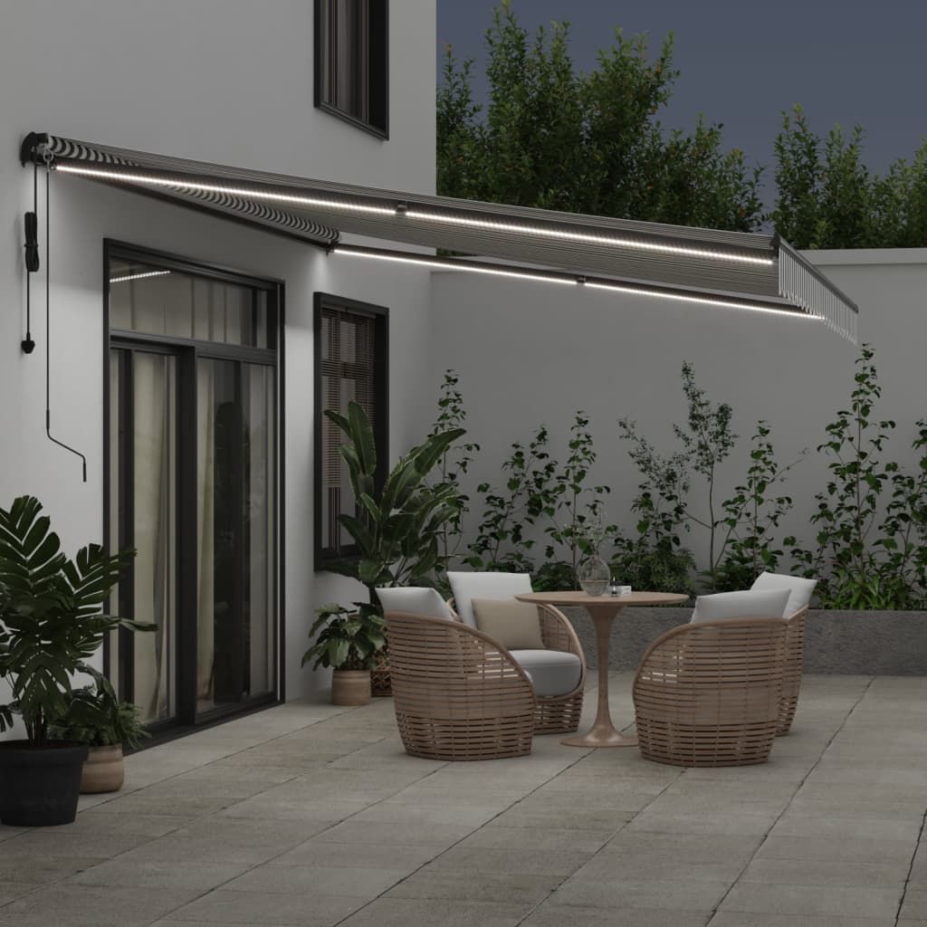Vidaxl Luifel Automatisk utdragbar LED 500x300 cm Anthracite och vit