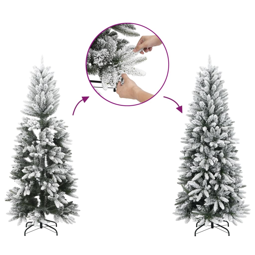 Vidaxl Kunstkerstboom with snow narrow 150 cm PVC and PE