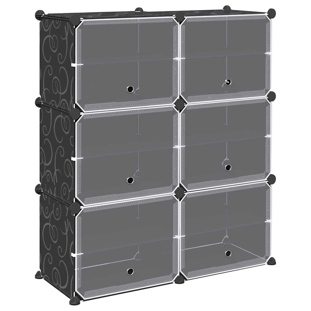 Vidaxl Storage furniture with 6 compartments and doors polypropene black