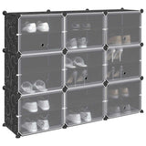 Vidaxl Storage furniture with 9 compartments and doors polypropene black
