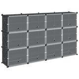 Vidaxl Storage furniture with 12 compartments and doors polypropene black