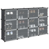 Vidaxl Storage furniture with 12 compartments and doors polypropene black