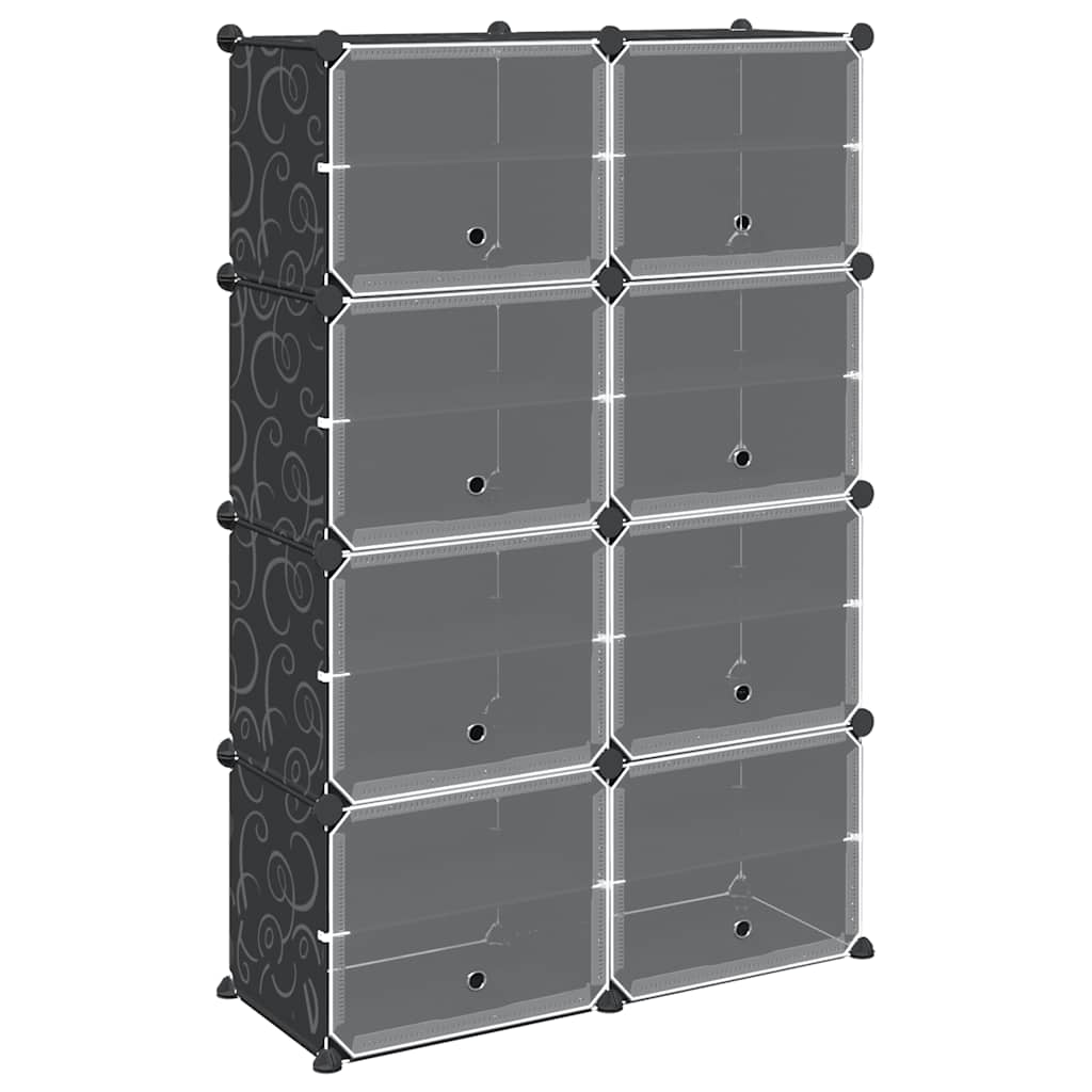 Vidaxl Storage furniture with 8 compartments and doors polypropene black