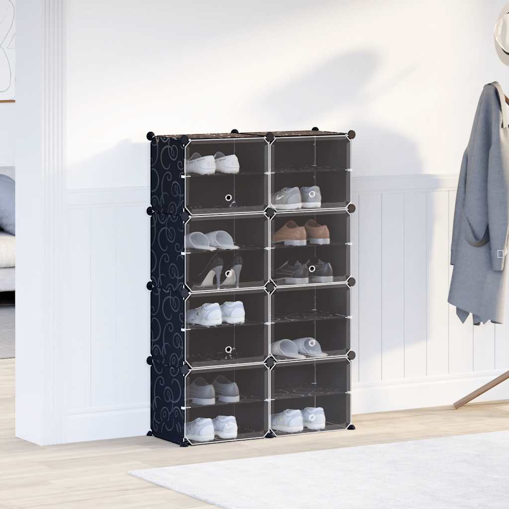 Vidaxl Storage furniture with 8 compartments and doors polypropene black