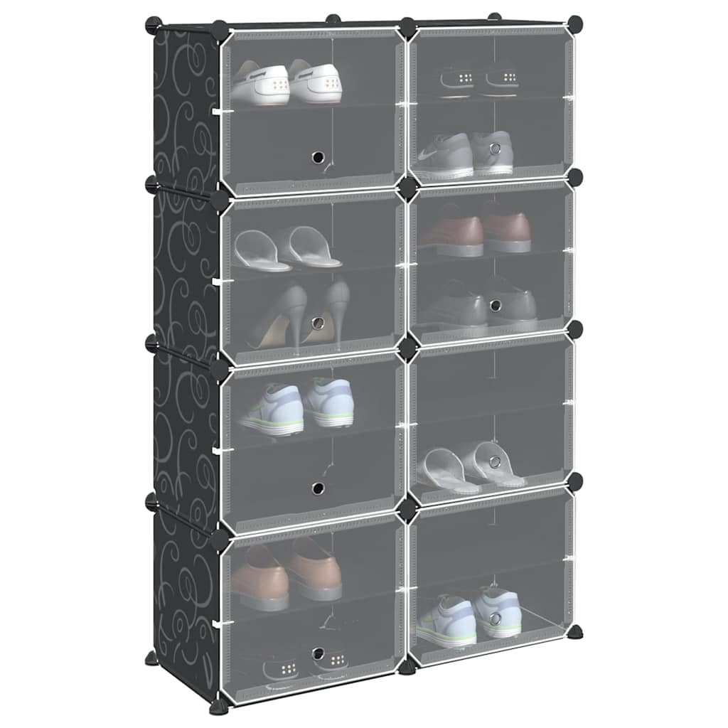 Vidaxl Storage furniture with 8 compartments and doors polypropene black