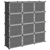 Vidaxl Storage furniture with 12 compartments and doors polypropene black