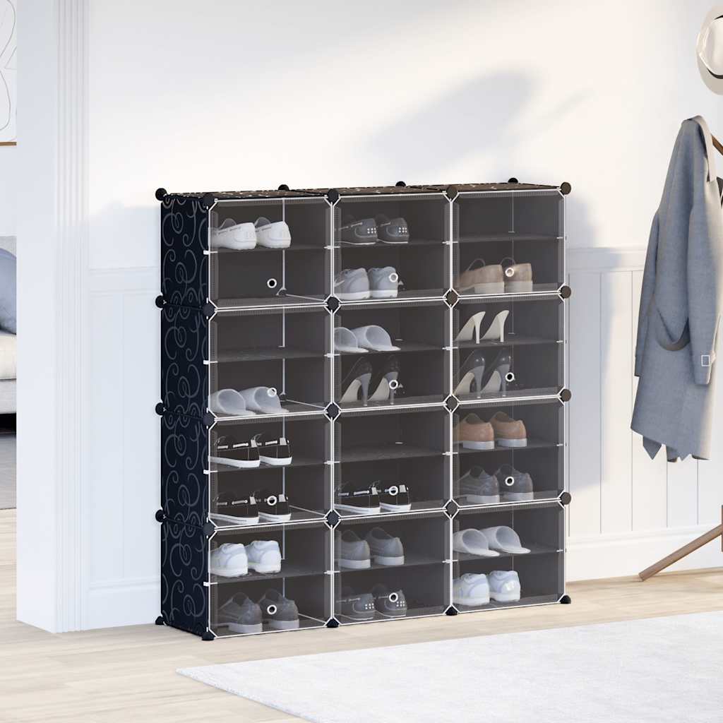 Vidaxl Storage furniture with 12 compartments and doors polypropene black