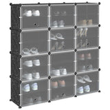Vidaxl Storage furniture with 12 compartments and doors polypropene black