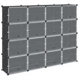 Vidaxl Storage furniture with 16 compartments and doors Polypropene Black