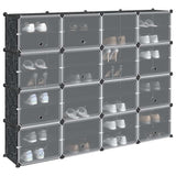 Vidaxl Storage furniture with 16 compartments and doors Polypropene Black