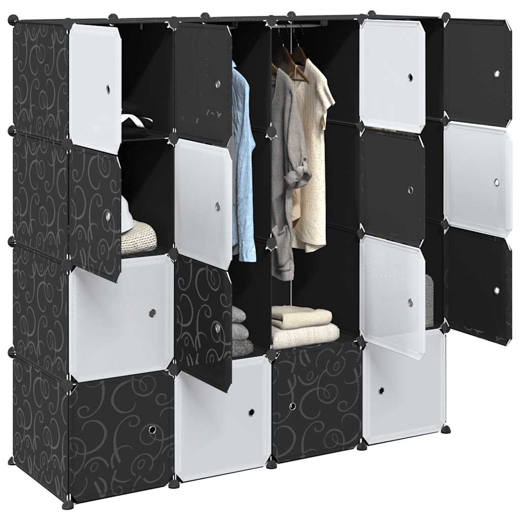 Vidaxl Storage furniture with 16 compartments and hanging rods polypropene