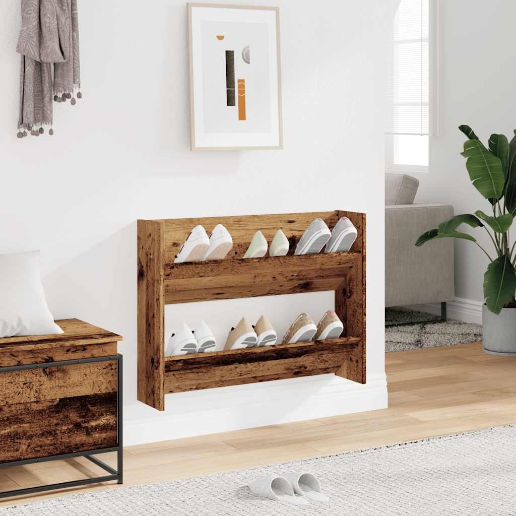 Vidaxl boty nástěnné boty 80x18x60 cm Vlastní dřevo Old Wood -