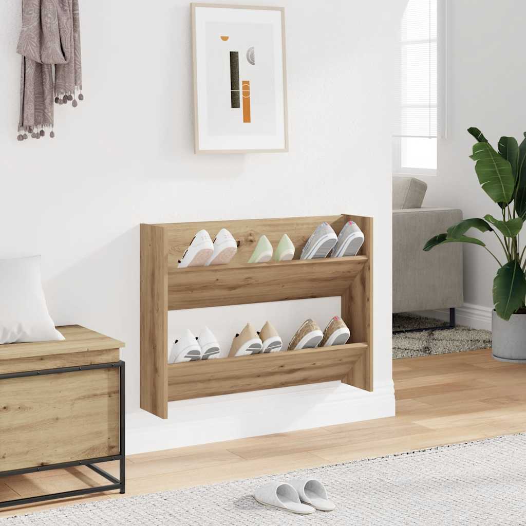 Vidaxl Mauer Schong Shoe Cabinet 80x18x60 CM veraarbechte Holz Kameran Oakfaarf