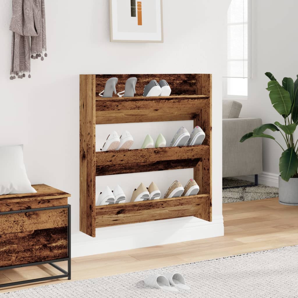 VidaXL wall shoe cabinet 80x18x90 cm Properted wood old wood colored