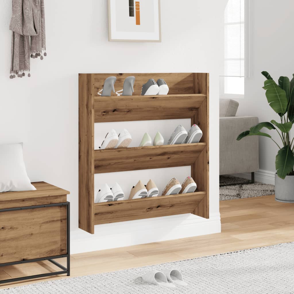 Vidaxl boty nástěnné boty 80x18x90 cm Zpracované dřevěné řemeslné dubové barvy