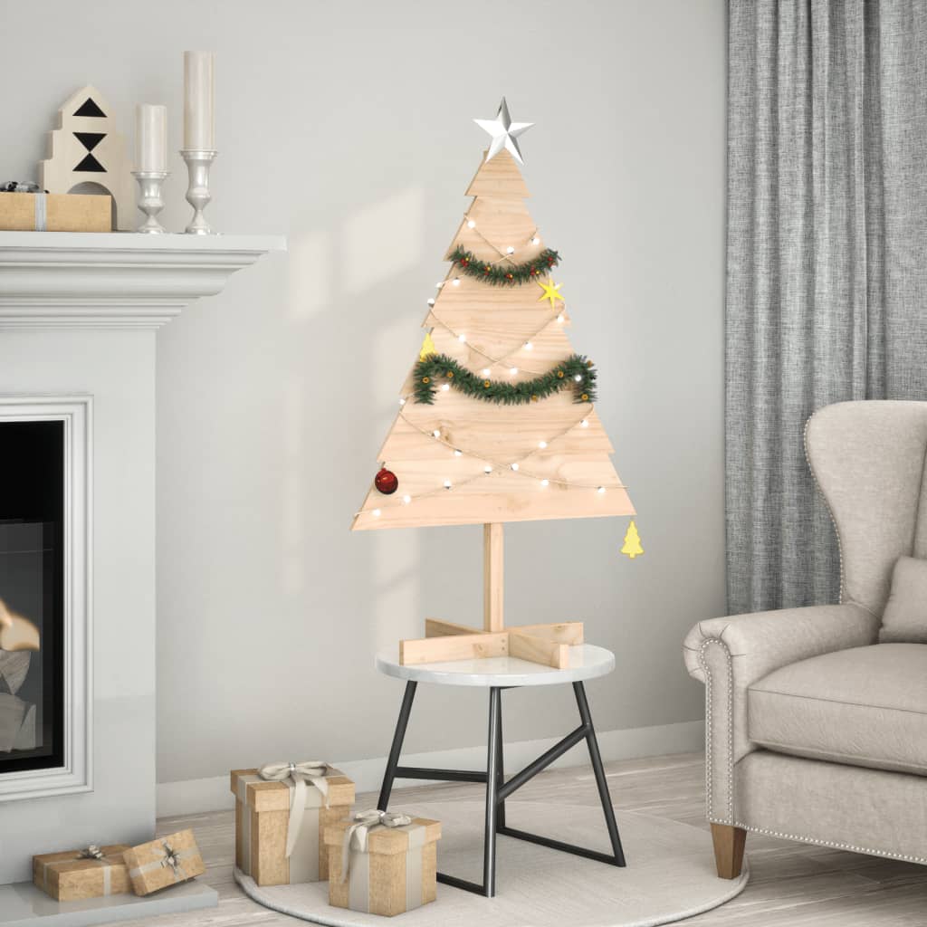 Vidaxl Chrëschtlech Chrëschtdag Dekoratioun Chrëschtbeem 110 cm foliten Holz